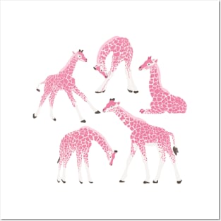 Giraffes & Blooms | Viva Magenta + Pink Palette Posters and Art